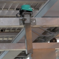 Inductive reading head of RFID system on the underside of the conveyor system