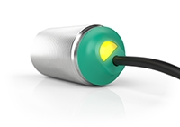 Modern design: green end cap with  a clearly visible LED
