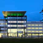 Pepperl+Fuchs headquarters at night